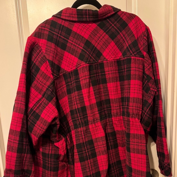 Torrid Cotton Brushed Midi Shacket Red Plaid Size 5 (5X) - Picture 6 of 13
